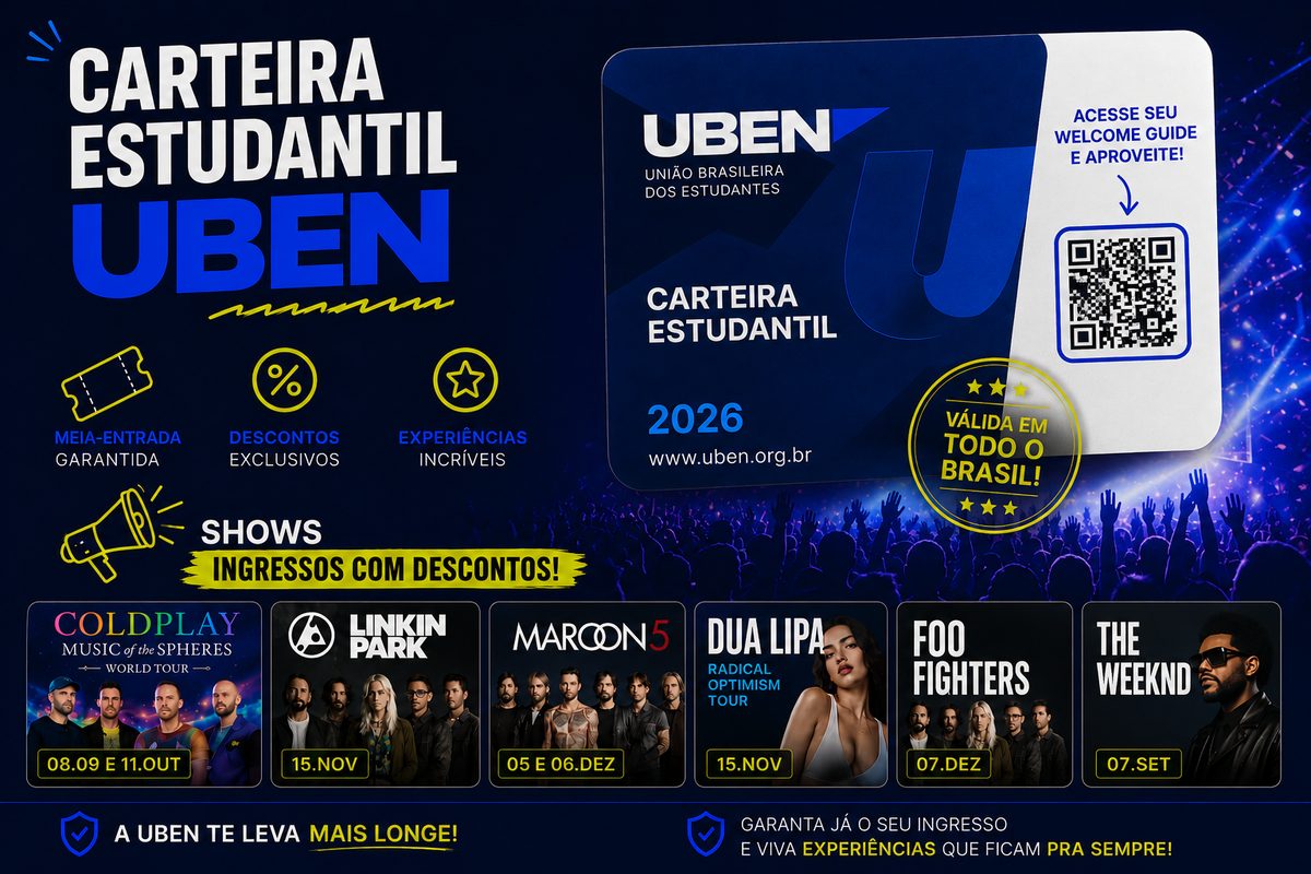 Carteira Estudantil UBEN 2026, meia-entrada e descontos em shows